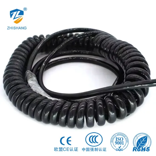 Cavo a spirale lucido in PU nero a otto conduttori personalizzato